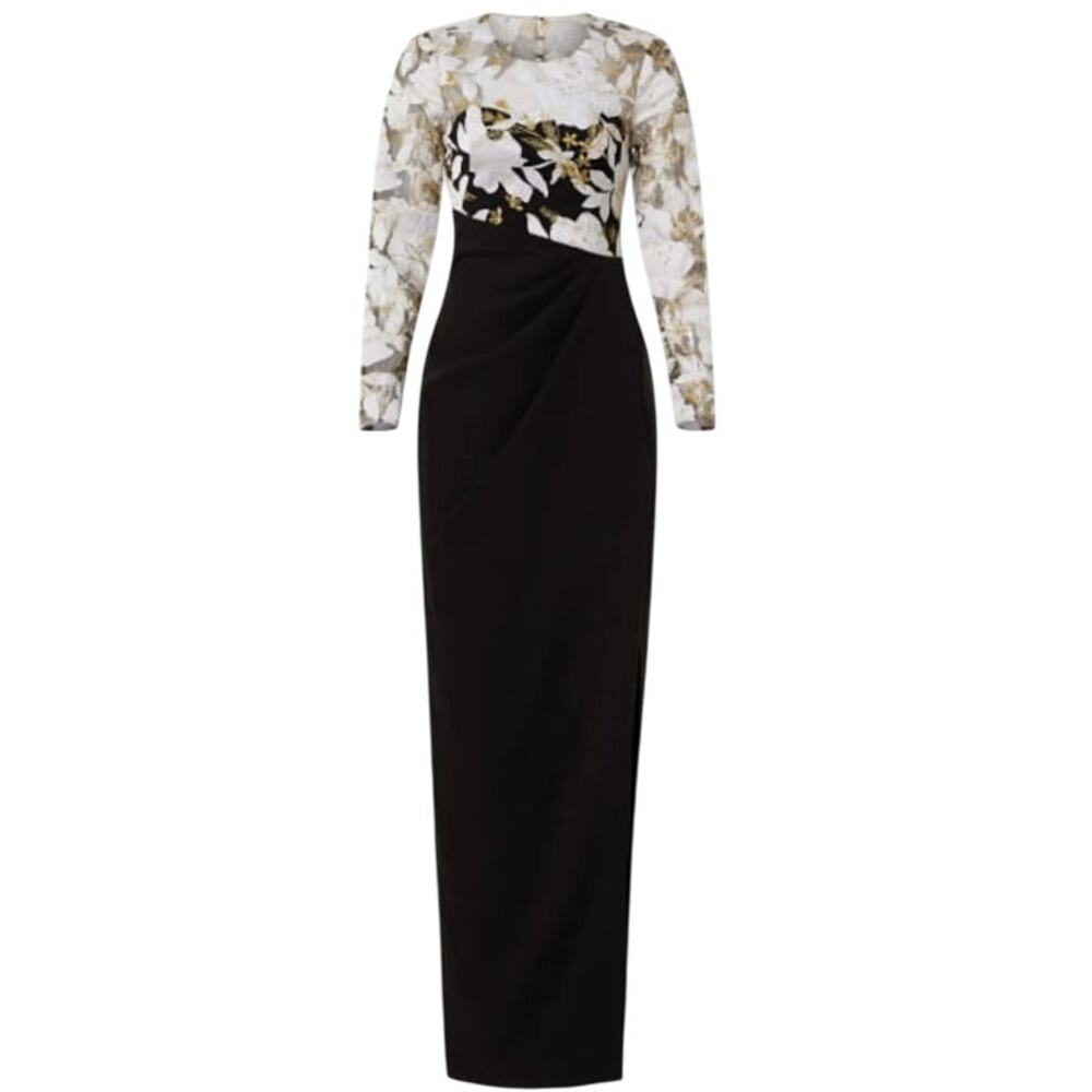 Marchesa Notte Women's Preloved Lace Top Gown in White Black Size 8